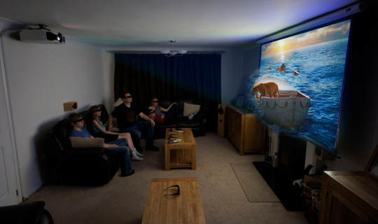 Living room cinema -3D Movie night