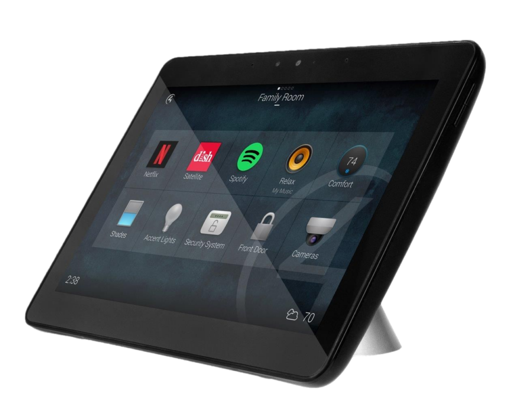 Control4 installers configure a Tabletop Tablet in Black